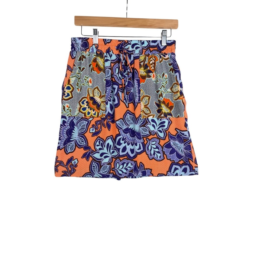 Loft Floral Psychedelic Artsy Print Skirt size XS Blue/Orange
